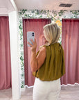 Estelle Pleated Balloon Top-Mustard