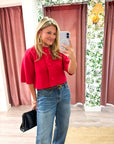 Oxford Knit Jacket-Red