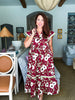 Meadow Moment Floral Midi Dress-Wine