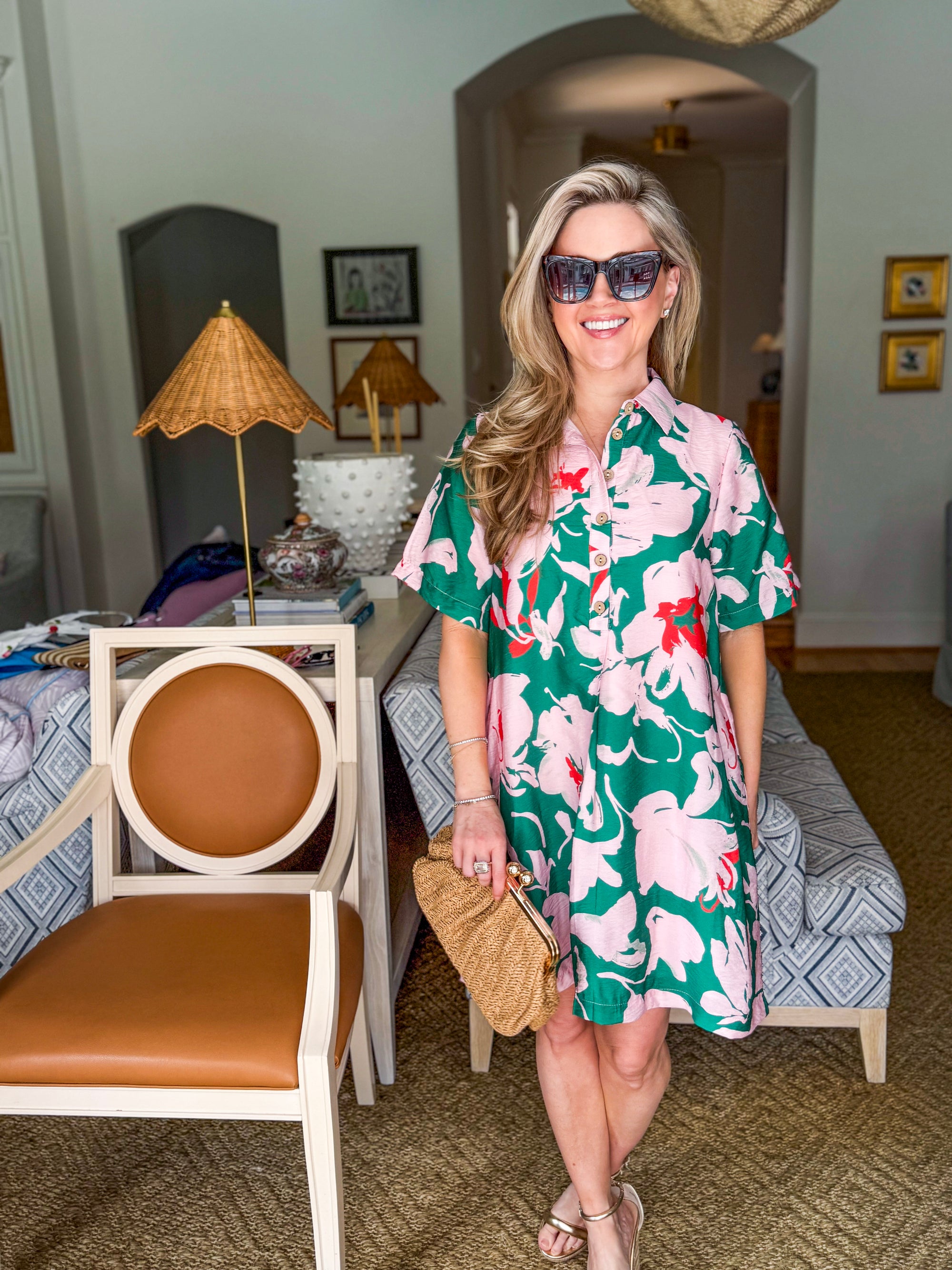 PREORDER: Tropical Paradise Floral Shirt Dress