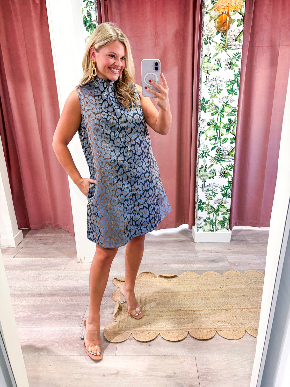 Huntress Jacquard Mini Dress-Blue