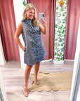 Huntress Jacquard Mini Dress-Blue