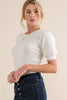 Puffed Sleeve Rib Bodysuit-White