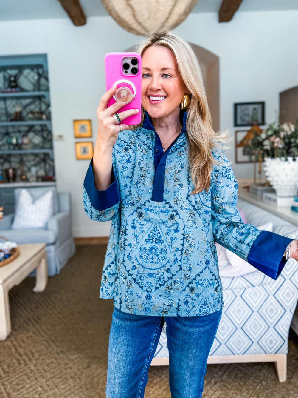Paisley Days Top-Slate Blue