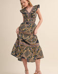 PREORDER: Sweet Spell Floral Midi Dress-Navy