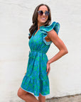 Ocean Bliss Flutter Sleeve Mini Dress