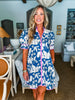 Tropical Villa Mini Dress-Slate Blue