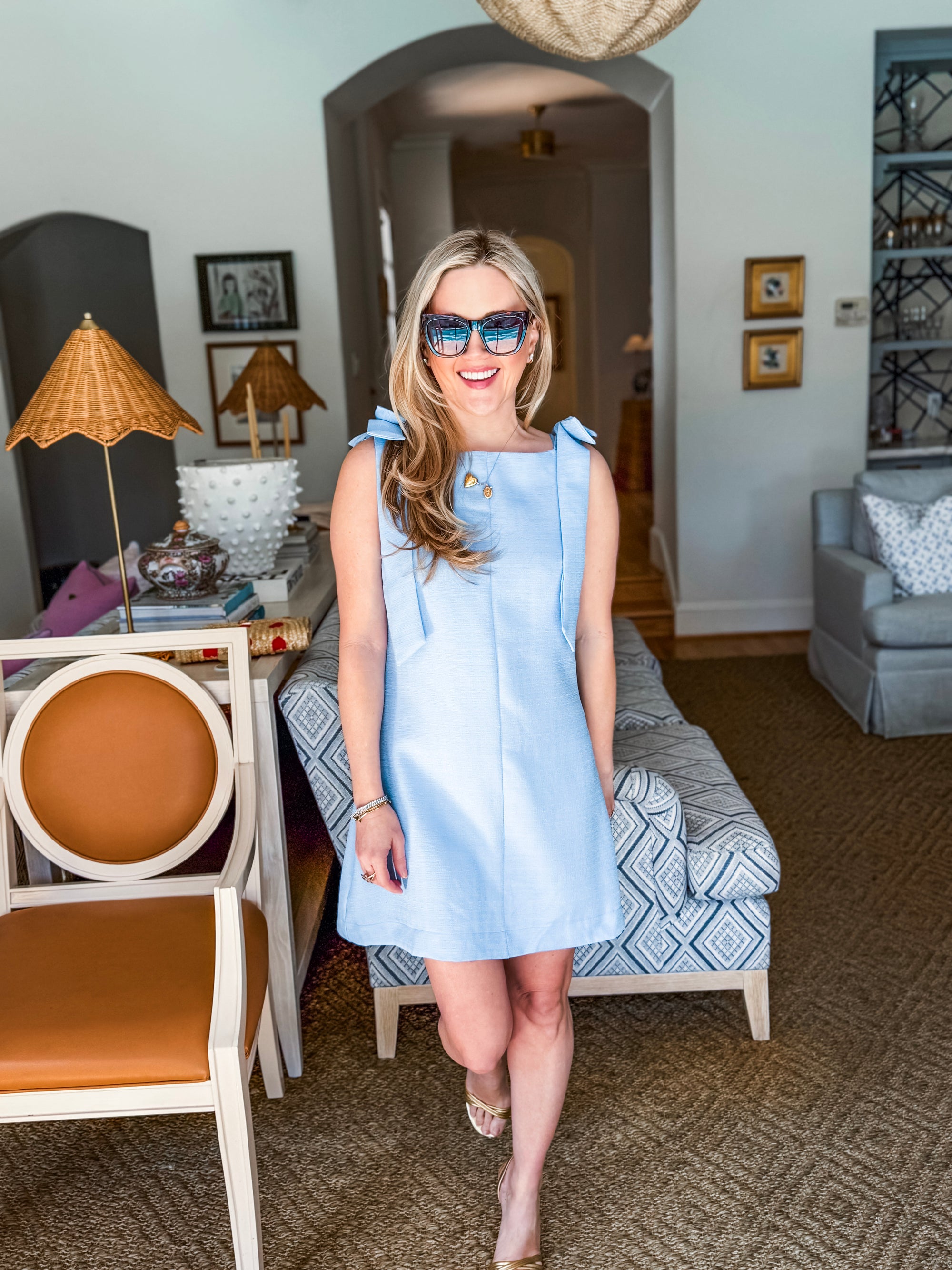 Breakfast at Tiffany's Mini Dress-Light Blue