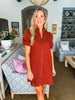Dynamic Details Jacquard Mini Dress-Rust
