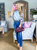 Snapdragon Floral Top-Chambray