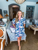 Tropical Villa Mini Dress-Slate Blue