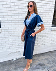 Market Walks Belted Dress-Navy