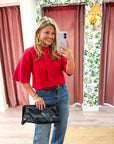Oxford Knit Jacket-Red