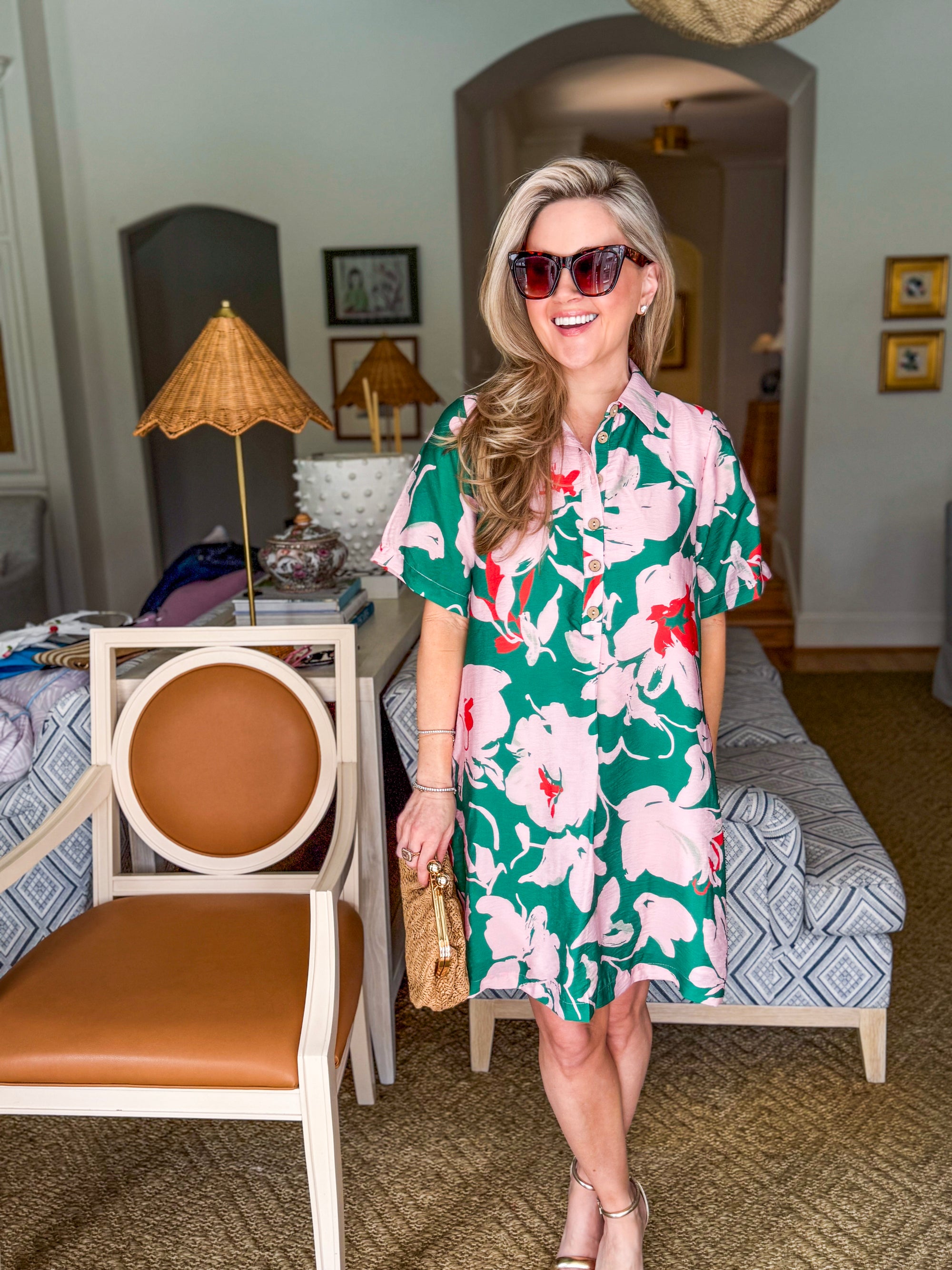 PREORDER: Tropical Paradise Floral Shirt Dress