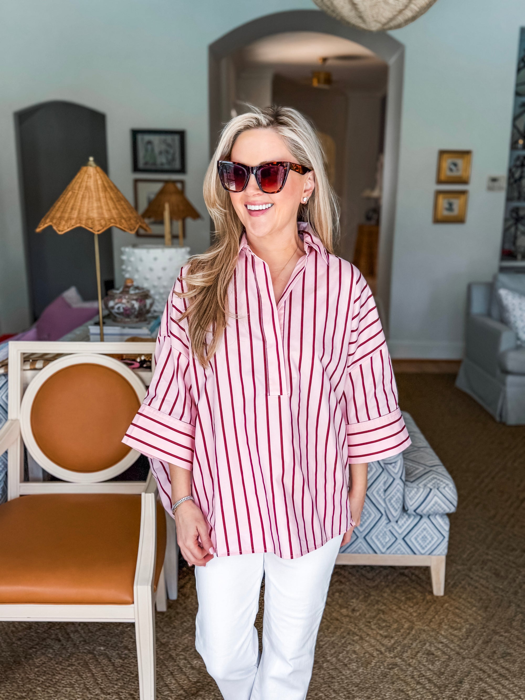 Happy Heart Oversized Striped Top