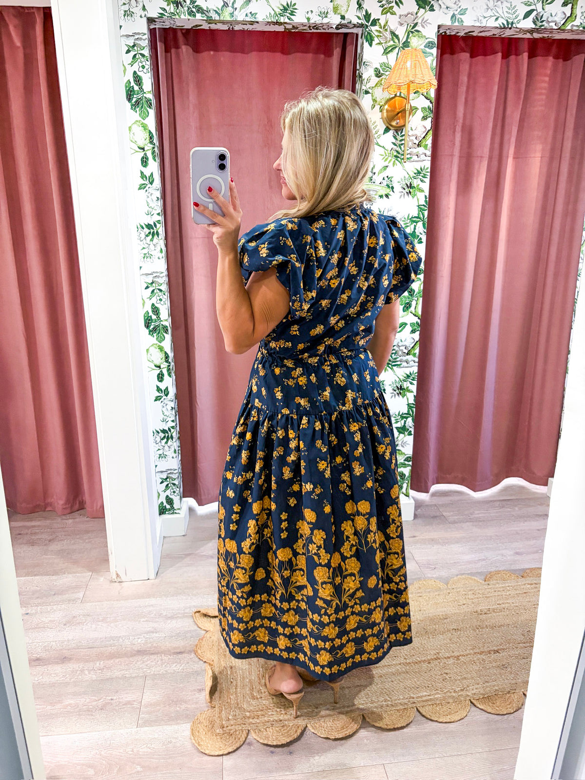 Clara Floral Puff Sleeve Midi Dress