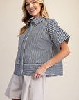 Portside Button Down Top-Navy