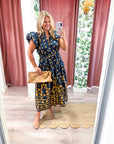 Clara Floral Puff Sleeve Midi Dress