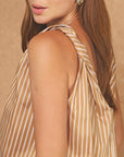 Breton Twisted Bubble Top-Tan/Blush