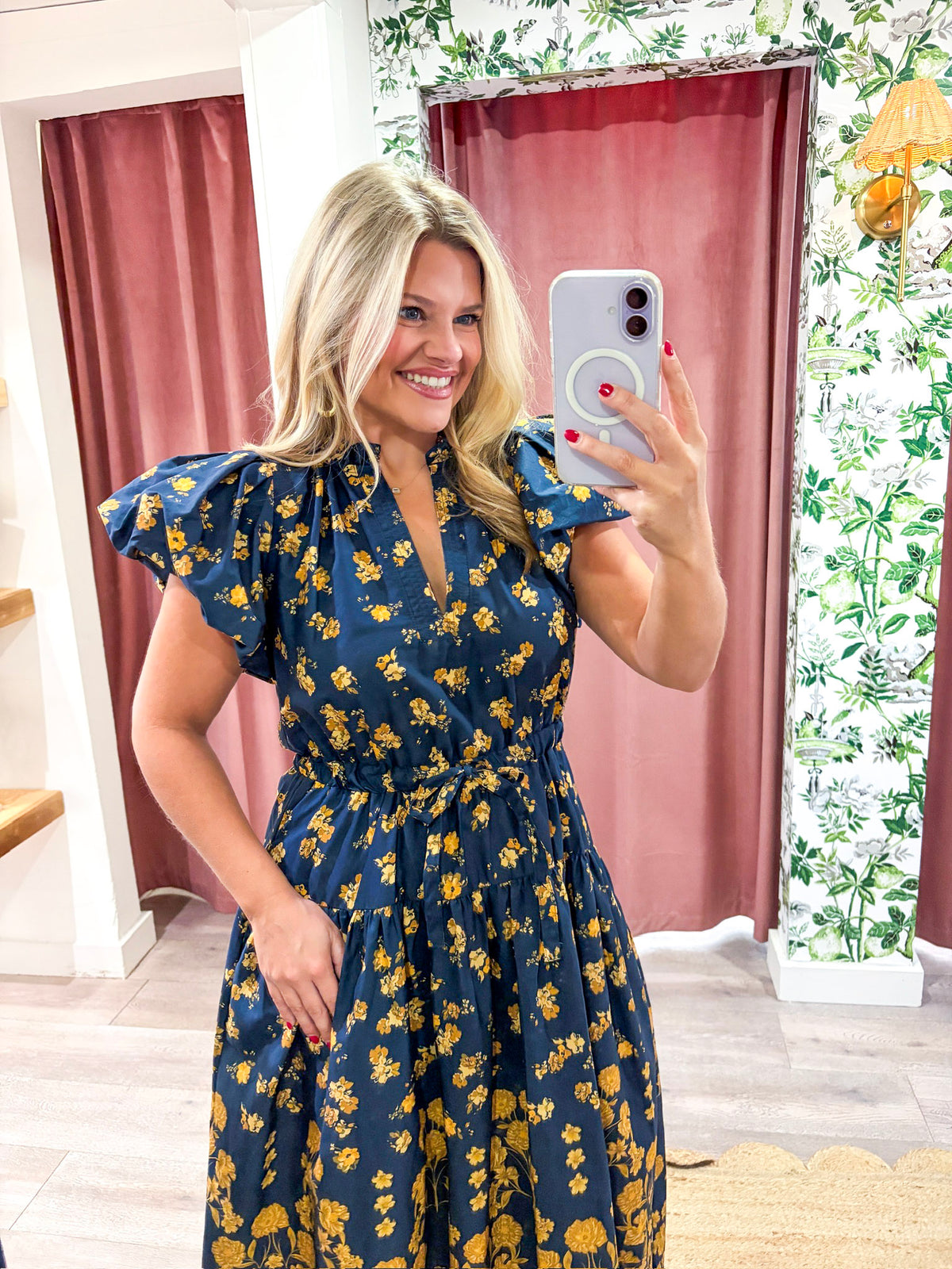 Clara Floral Puff Sleeve Midi Dress