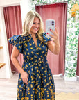 Clara Floral Puff Sleeve Midi Dress