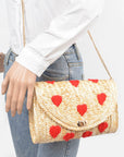 Kiss Kiss Heart Straw Clutch