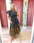 Clara Floral Puff Sleeve Midi Dress