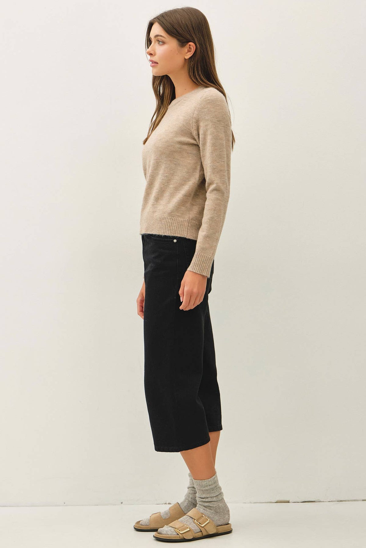 Soft Embrace Crewneck Sweater-Mushroom