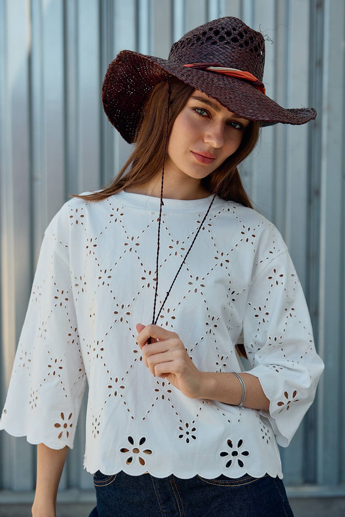 Eloria Eyelet Embroidered Top