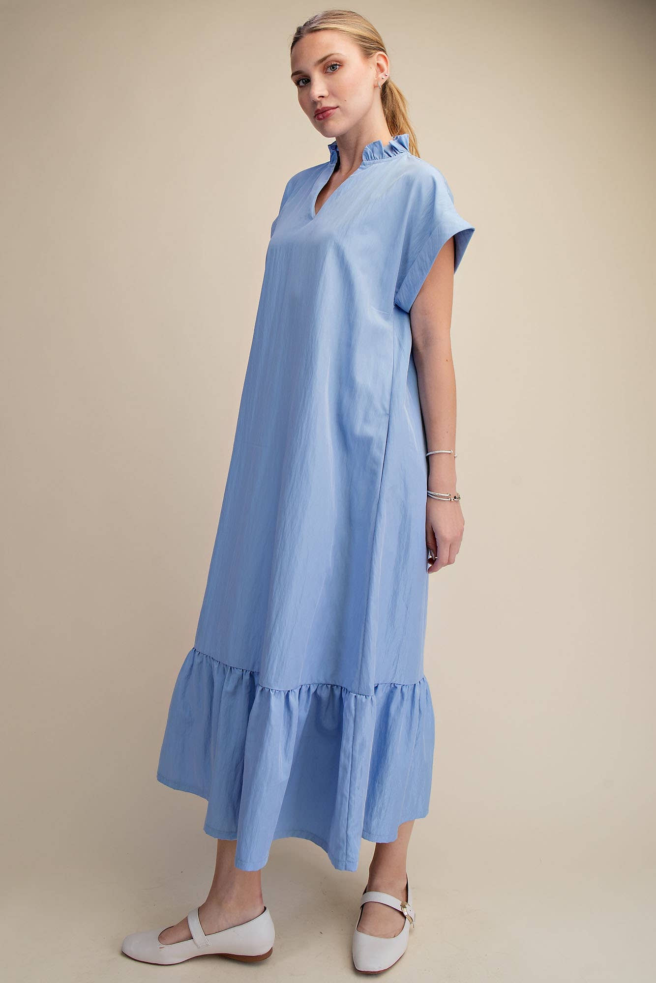 Simple Joy Midi Dress-Blue