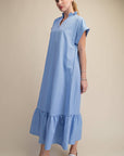 Simple Joy Midi Dress-Blue