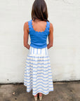 Scallop Wave Knit Top-Blue