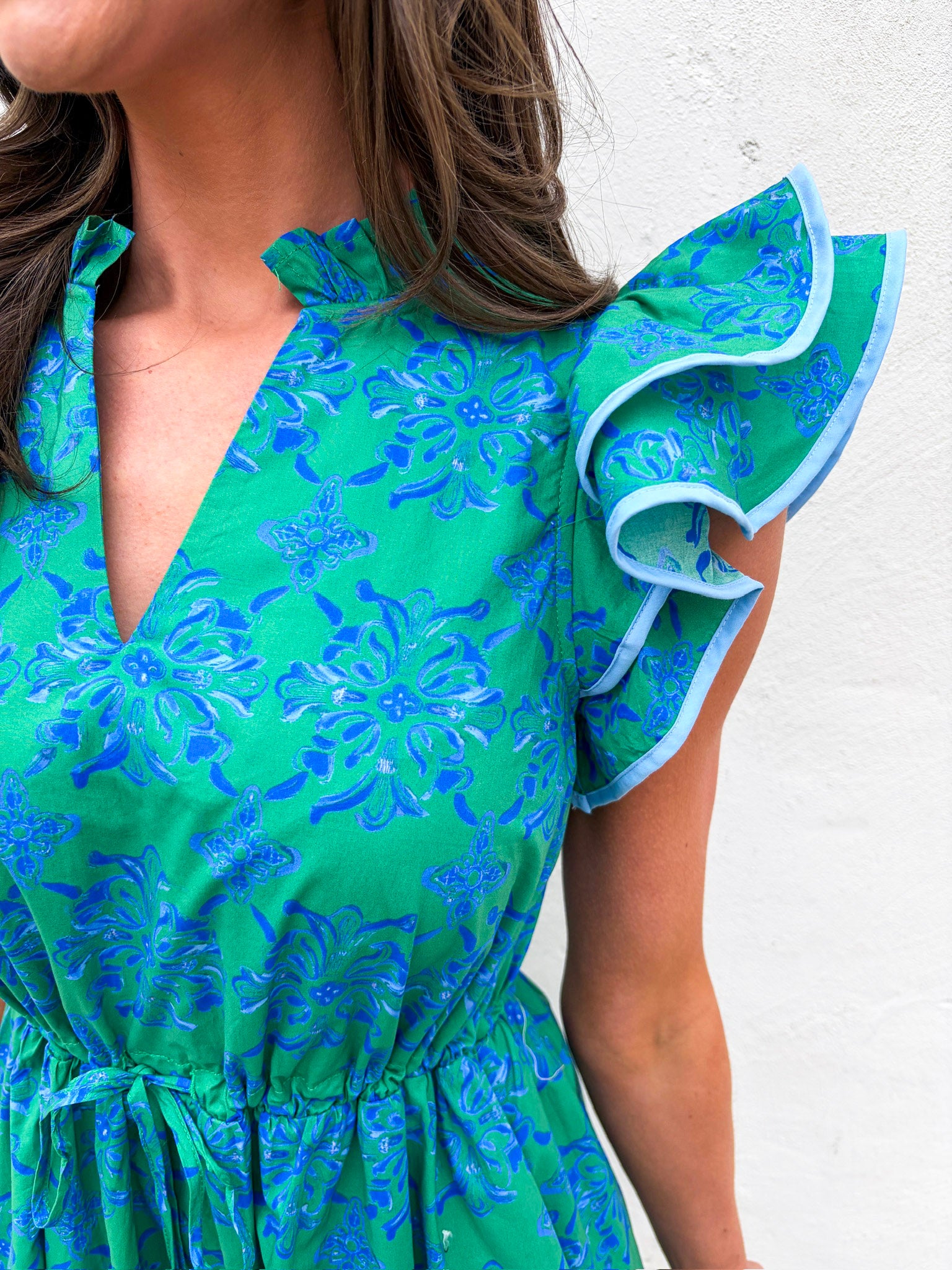 Ocean Bliss Flutter Sleeve Mini Dress