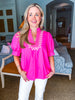 My Muse Embroidered Top-Pink