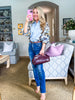 Snapdragon Floral Top-Chambray