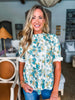 Carefree Charm Floral Top-Light Teal