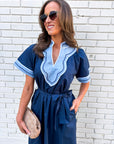 Market Walks Belted Dress-Navy