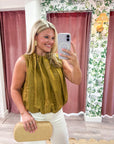 Estelle Pleated Balloon Top-Mustard