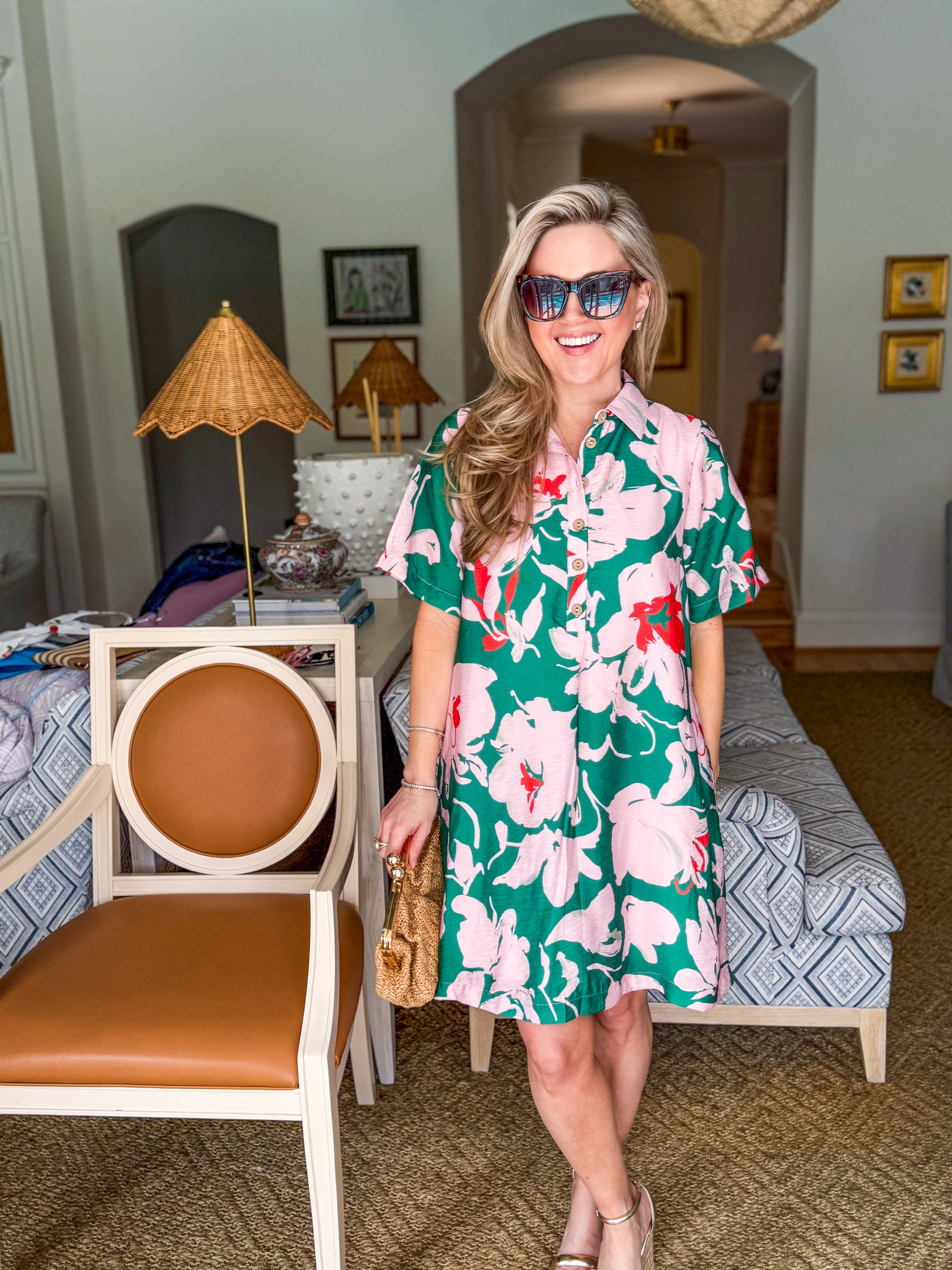 PREORDER: Tropical Paradise Floral Shirt Dress