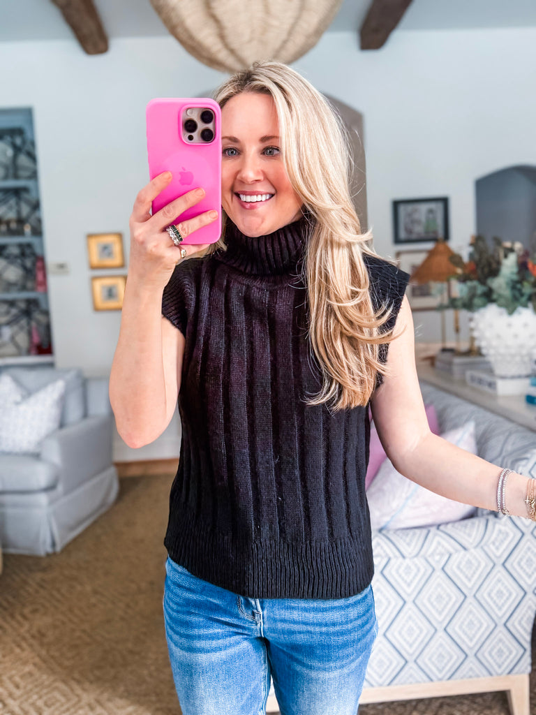 Fashion District Ribbed Sweater-Black