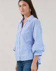Chalet Button Down Top-Blue/White