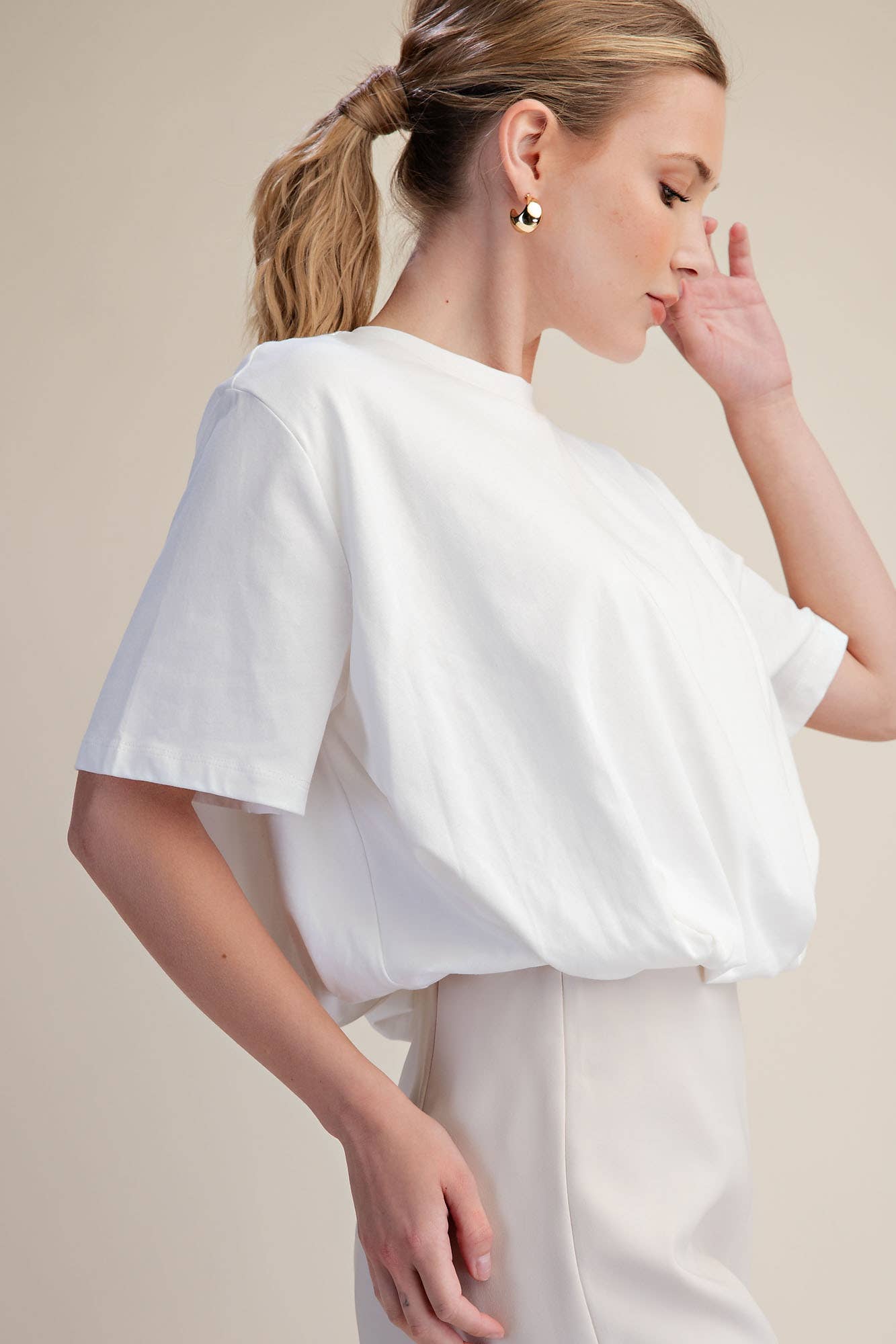 Genevieve Bubble Top-White