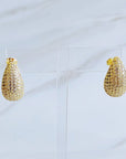 Paved Teardrop Stud Earrings