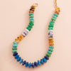 Ombre Resin Oval Disk Beaded Necklace-Blue