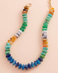 Ombre Resin Oval Disk Beaded Necklace-Blue