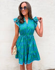 Ocean Bliss Flutter Sleeve Mini Dress