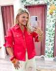 Seaside Zipper Front Jacket-Red
