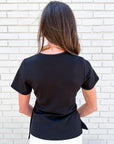 Easy On Me Knot Top-Black