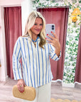 Everly Stripe Top-Blue