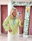 Isabella Stripe Collared Top-Yellow